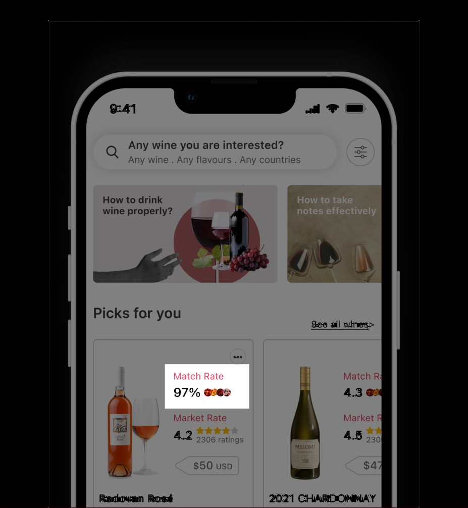 Before — Match Rate highlight on wine picks